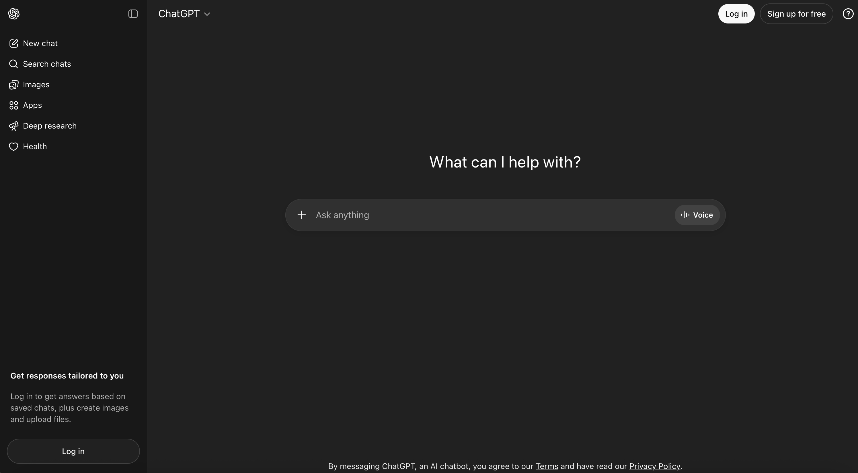 Screenshot of ChatGPT website