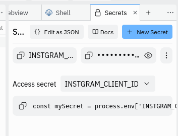 Creating a secret on Repl.it for client ID