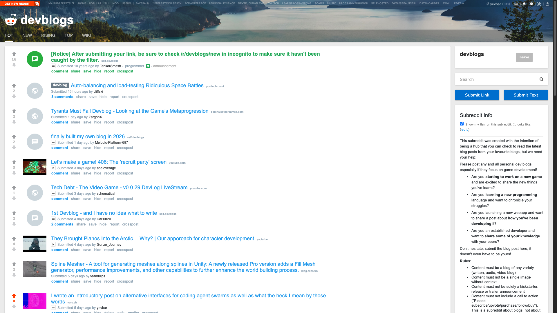 Screenshot of old dot reddit dot com